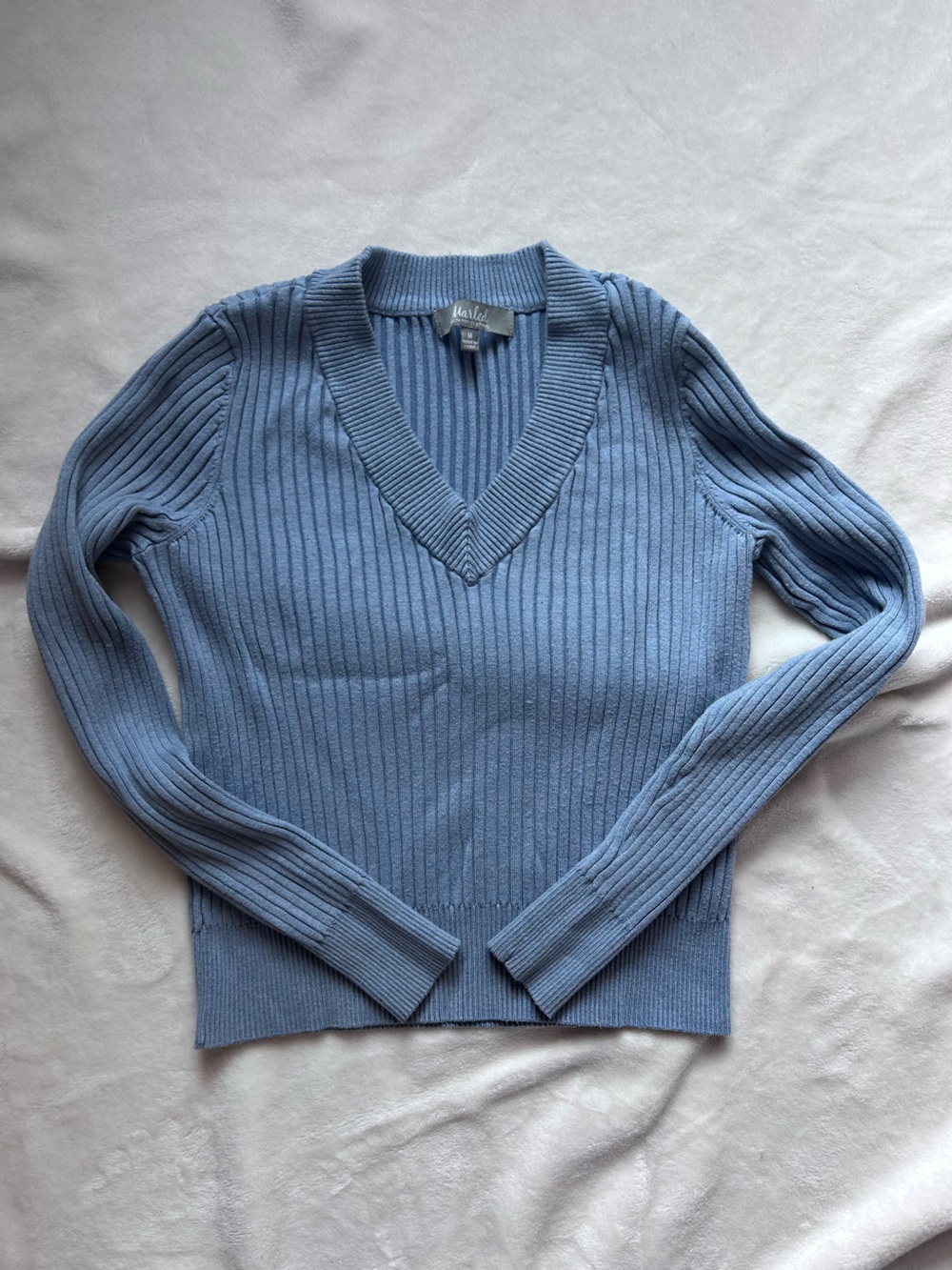 Marled Reunited Clothing Stretch Ribbed V-Neck Long Sleeve